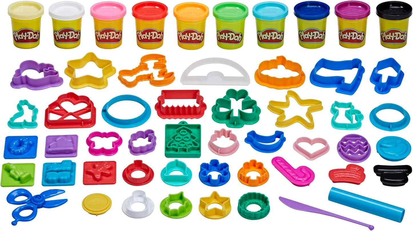 Play-Doh Holiday-Werkzeugset, 43 Zubehörteile und 10 Farben, ganzjähriges Kunst- und Bastelset für Kinder ab 3 Jahren