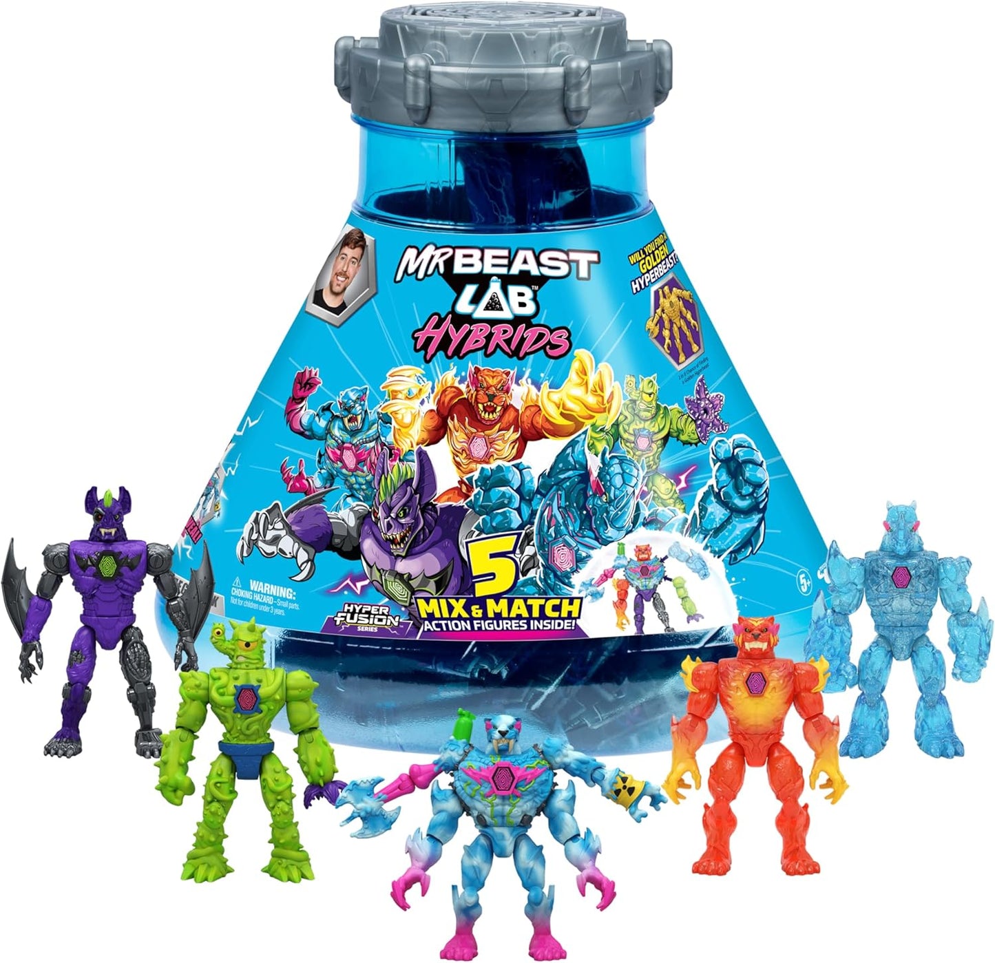 MrBeast Lab Hybrids Mega Pack – Hyper Fusion-Serie. Erstellen Sie 5 Mix & Match-Figuren + Mega Torso Panther