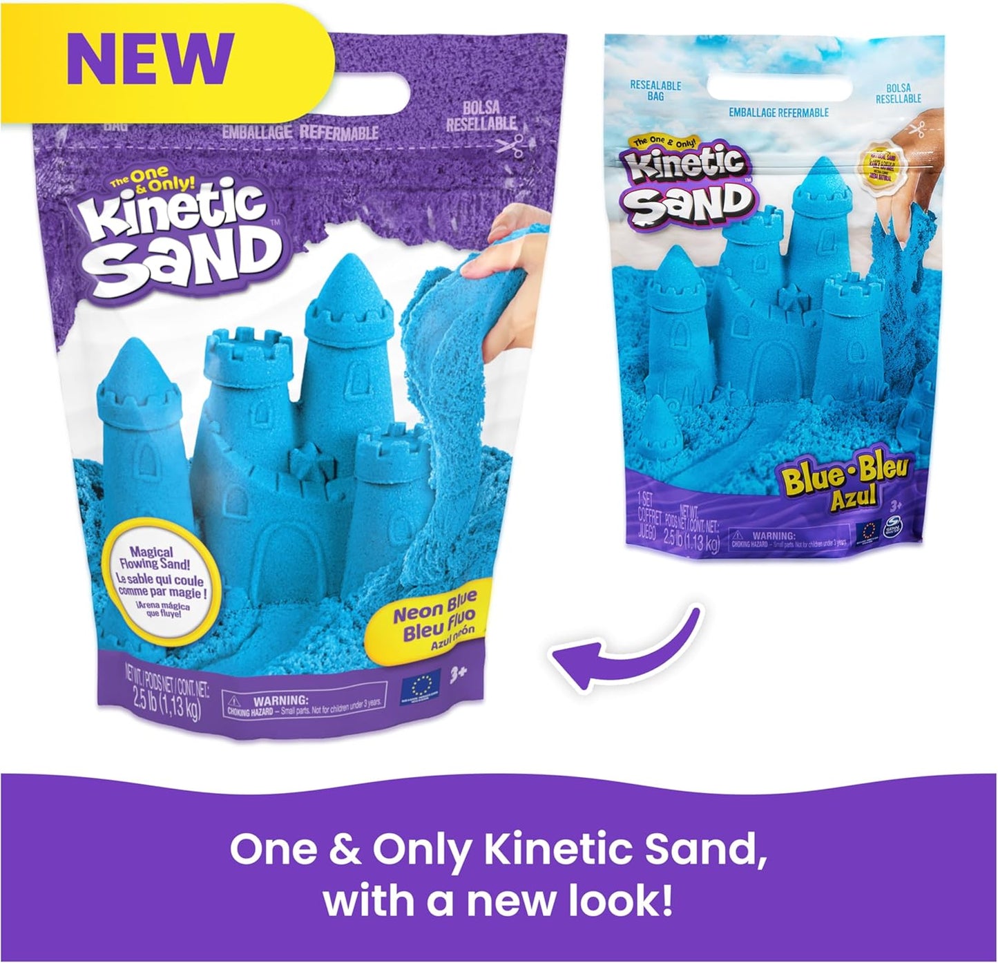 Kinetischer Sand, 1,13 kg blauer Spielsand, wiederverschließbarer Beutel