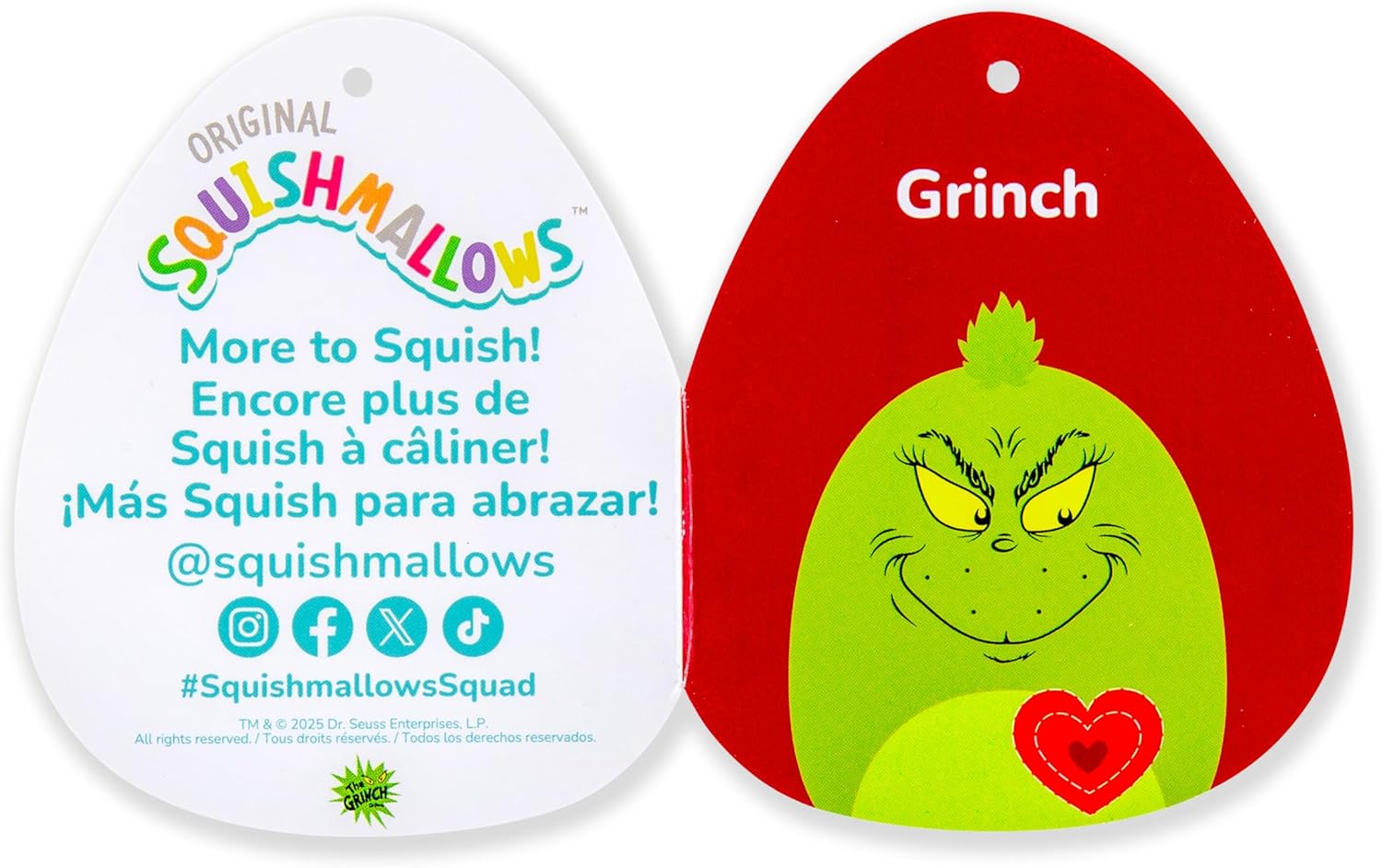 Squishmallows Disney Grinch avec coeur