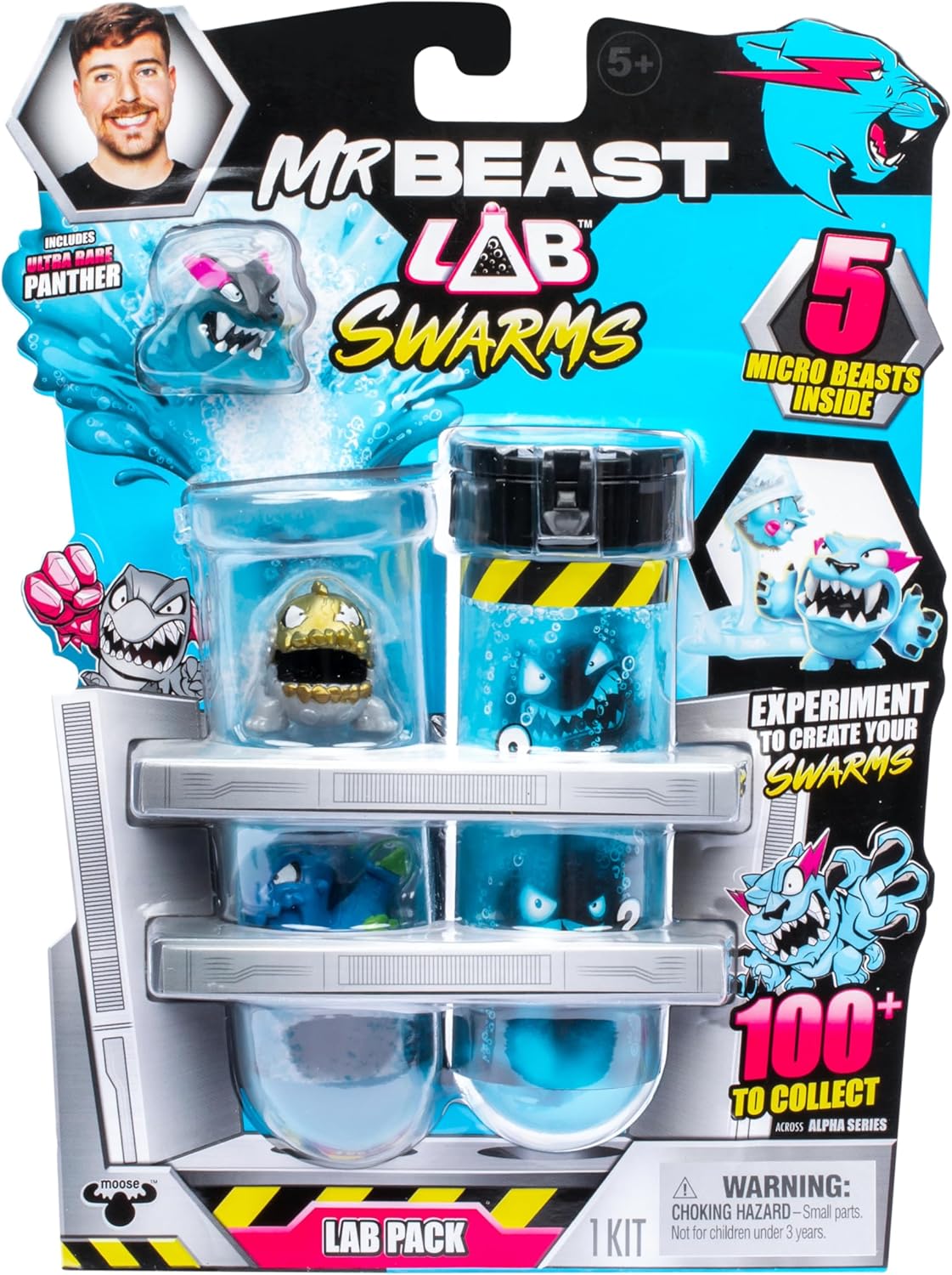 MrBeast Lab Swarms Lab Pack – 5er-Pack Mikrobestien zum Sammeln, Wasser hinzufügen, schütteln und das Chaos enthüllen!