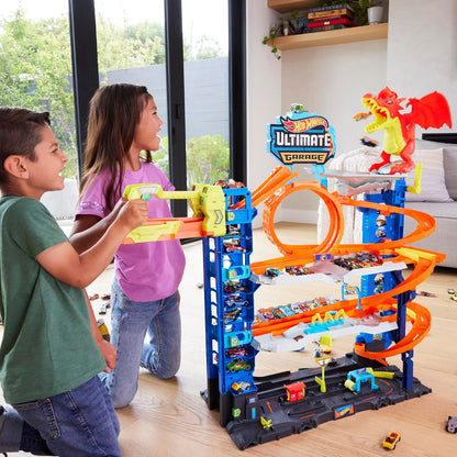 Hot Wheels City Ultimate Garage Playset avec dragon, ascenseur, boucle et 2 voitures
