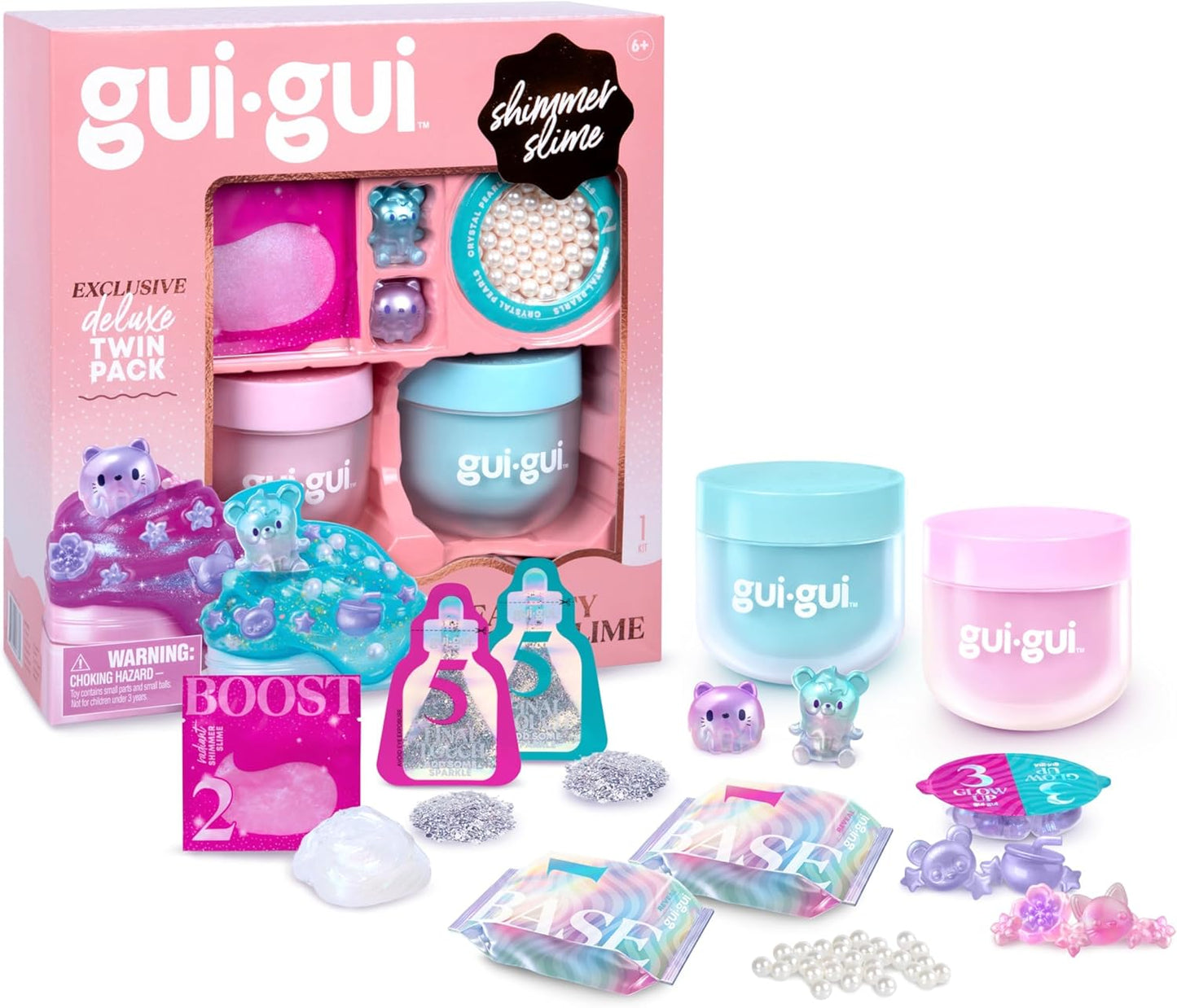 Gui Gui Scented Shimmer Deluxe Duo Pack, 2 schillernde Schleime, 5-stufige DIY-Anpassung, wiederverwendbarer Behälter, ASMR-Erlebnis