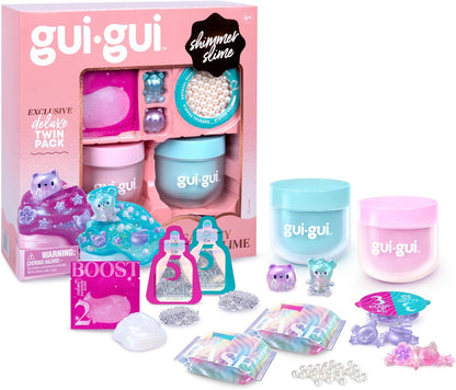 Gui Gui Scented Shimmer Deluxe Duo Pack, 2 schillernde Schleime, 5-stufige DIY-Anpassung, wiederverwendbarer Behälter, ASMR-Erlebnis