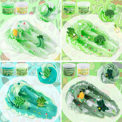 6er-Pack Schleim-Set mit Farbverlauf in Grün, Wolke, Butter und klarer Kristall, 360 ml, absolut sicher, nicht klebend, für Kinder von 4–12 Jahren