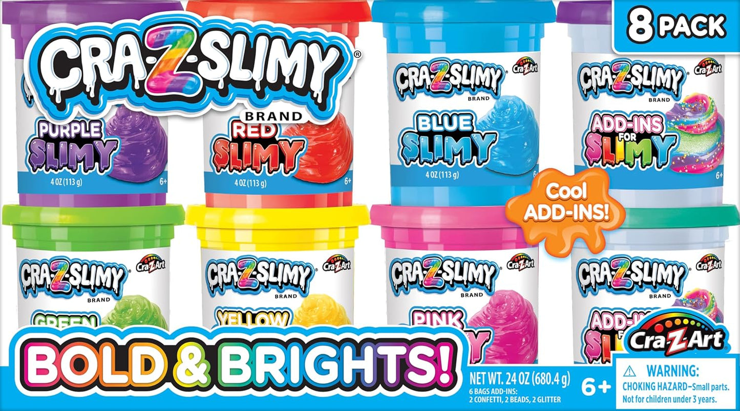 Cra-Z-Slimy Bold & Brite 8 Stück – Lebendige vorgefertigte Schleimkollektion