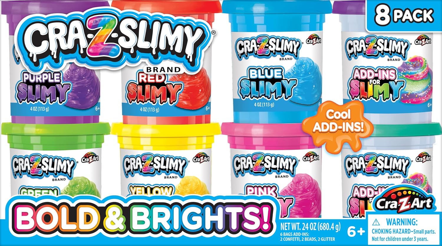 Cra-Z-Slimy Bold & Brite 8 Stück – Lebendige vorgefertigte Schleimkollektion