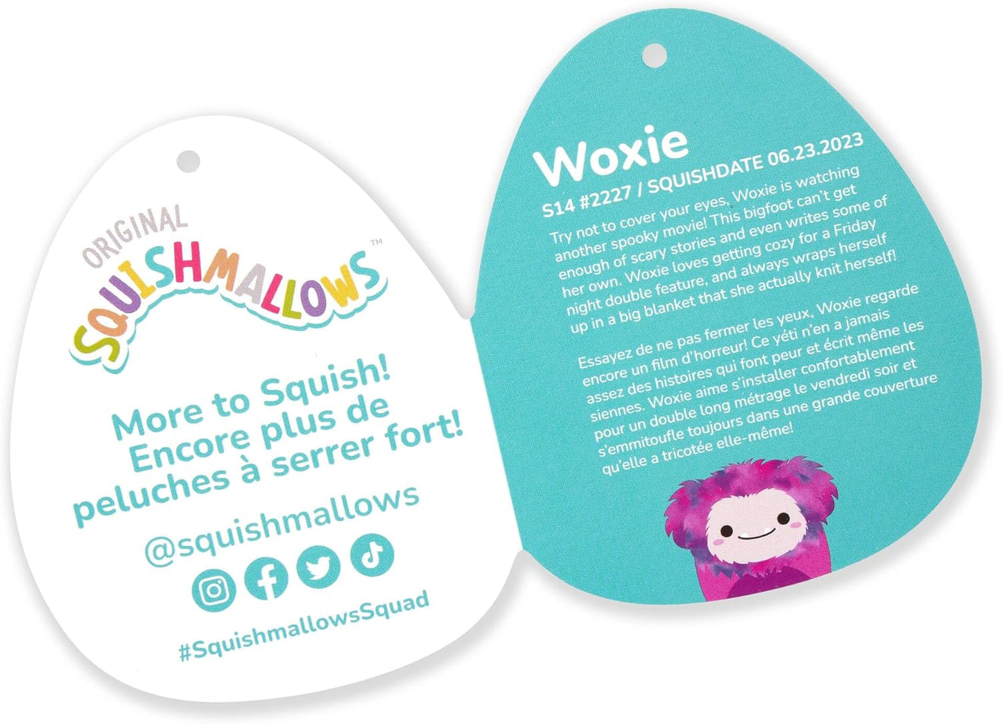 Squishmallows Fuzz-A-Mallows Woxie, der magentafarbene Bigfoot-Plüsch