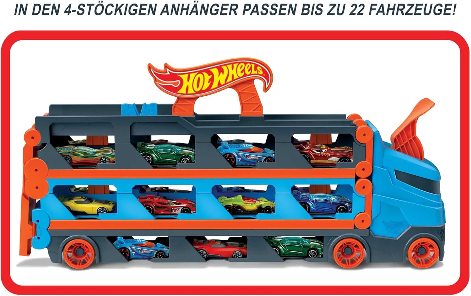 Hot Wheels Transporteur de piste de course 2 en 1 avec rangement et 3 voitures