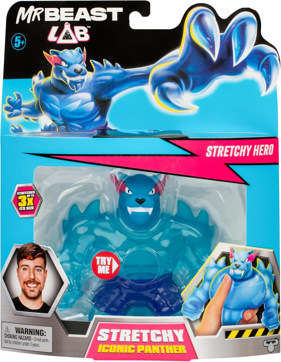 MrBeast Lab – Heroes of Goo Jit Zu Iconic Panther 4,5 (11 cm) dehnbare Helden-Actionfigur, dehnbar bis zum Dreifachen seiner Größe