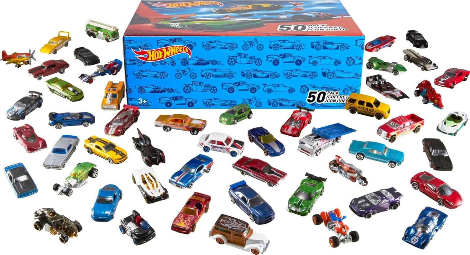 Hot Wheels 50er-Pack mit Druckgussautos, Lastwagen und Lieferwagen