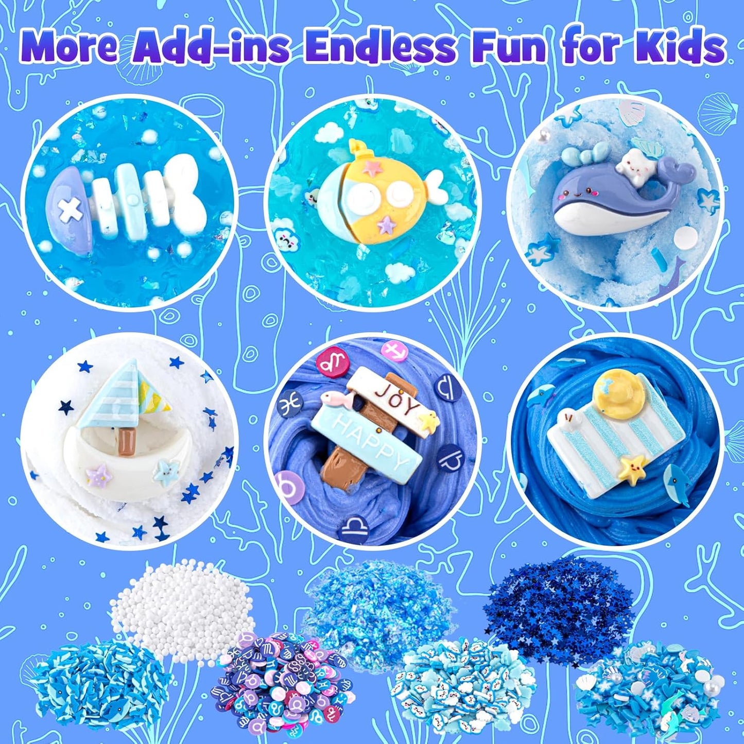 6er-Pack Blue Ocean Slime Kit Butter-, Wolken- und klare Kristalltexturen 360 ml Gesamtalter 4–12
