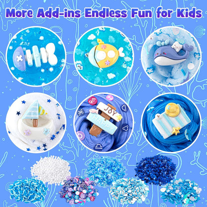 6er-Pack Blue Ocean Slime Kit Butter-, Wolken- und klare Kristalltexturen 360 ml Gesamtalter 4–12