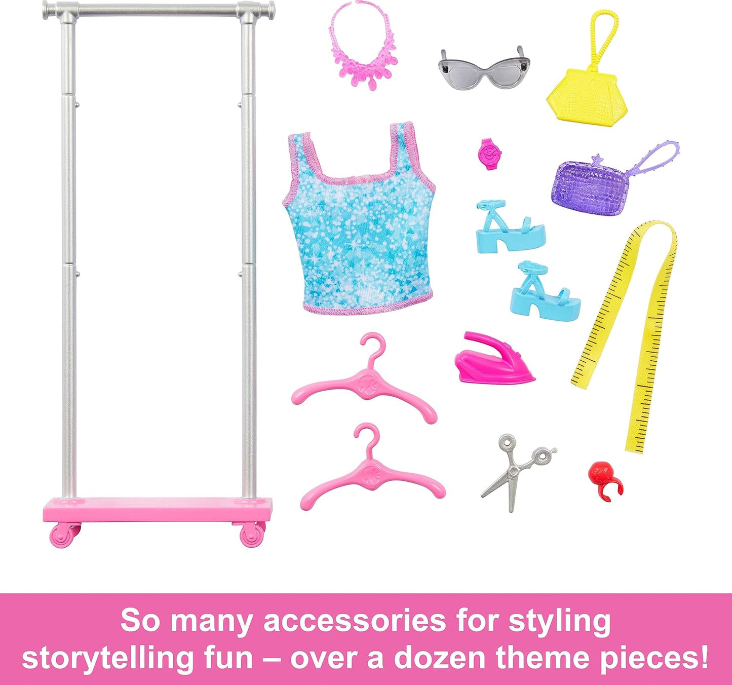 Poupée Barbie Brooklyn avec porte-vêtements, haut, pièces de mode, chiot et plus