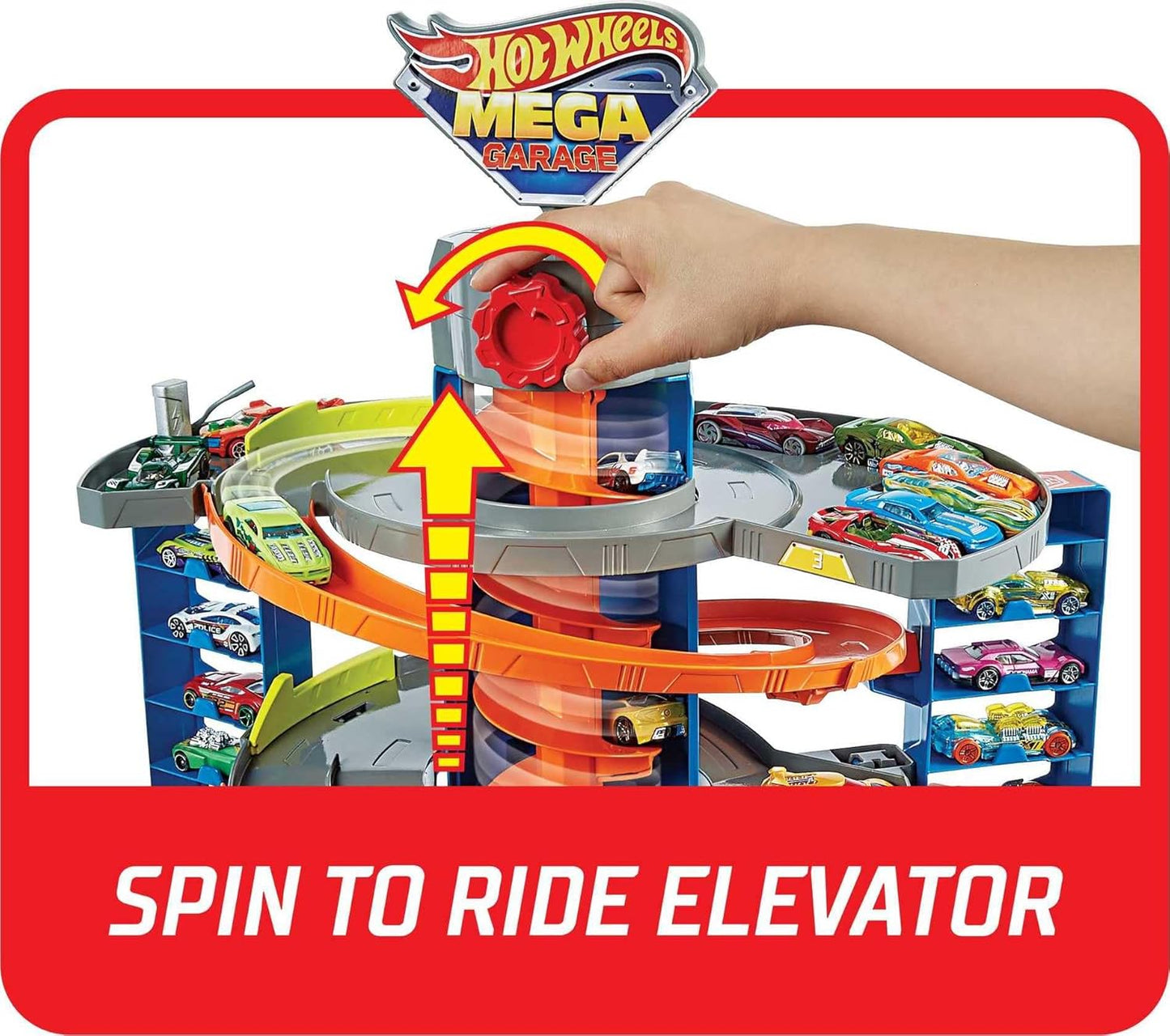 Hot Wheels City Mega Garage Spielset mit Korkenzieheraufzug und Auto