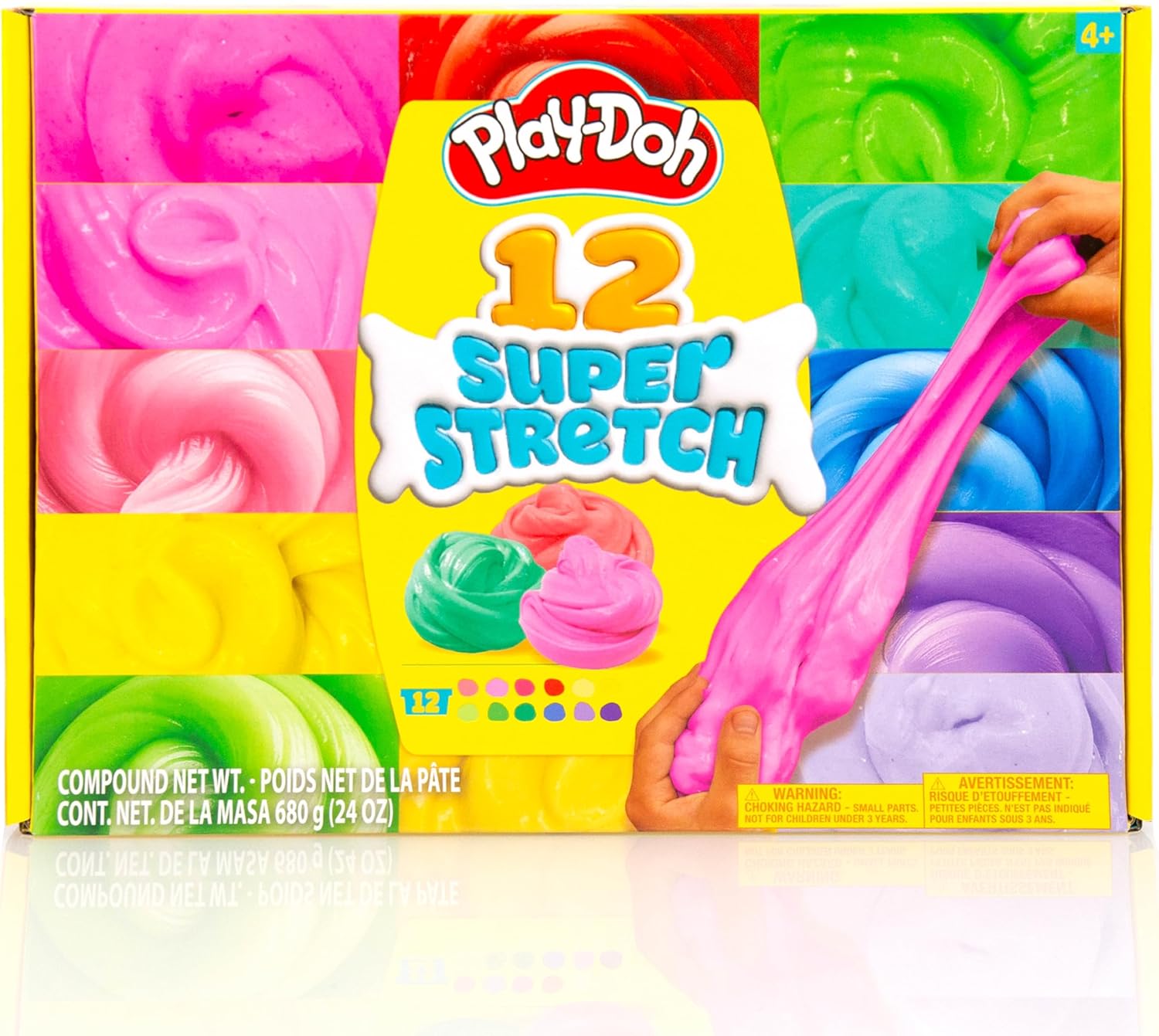Play-Doh Super Stretch 12er-Pack Variety Kit mit 12 Farben sensorischem Compound-Set für Kinder im Alter von 8–12 Jahren