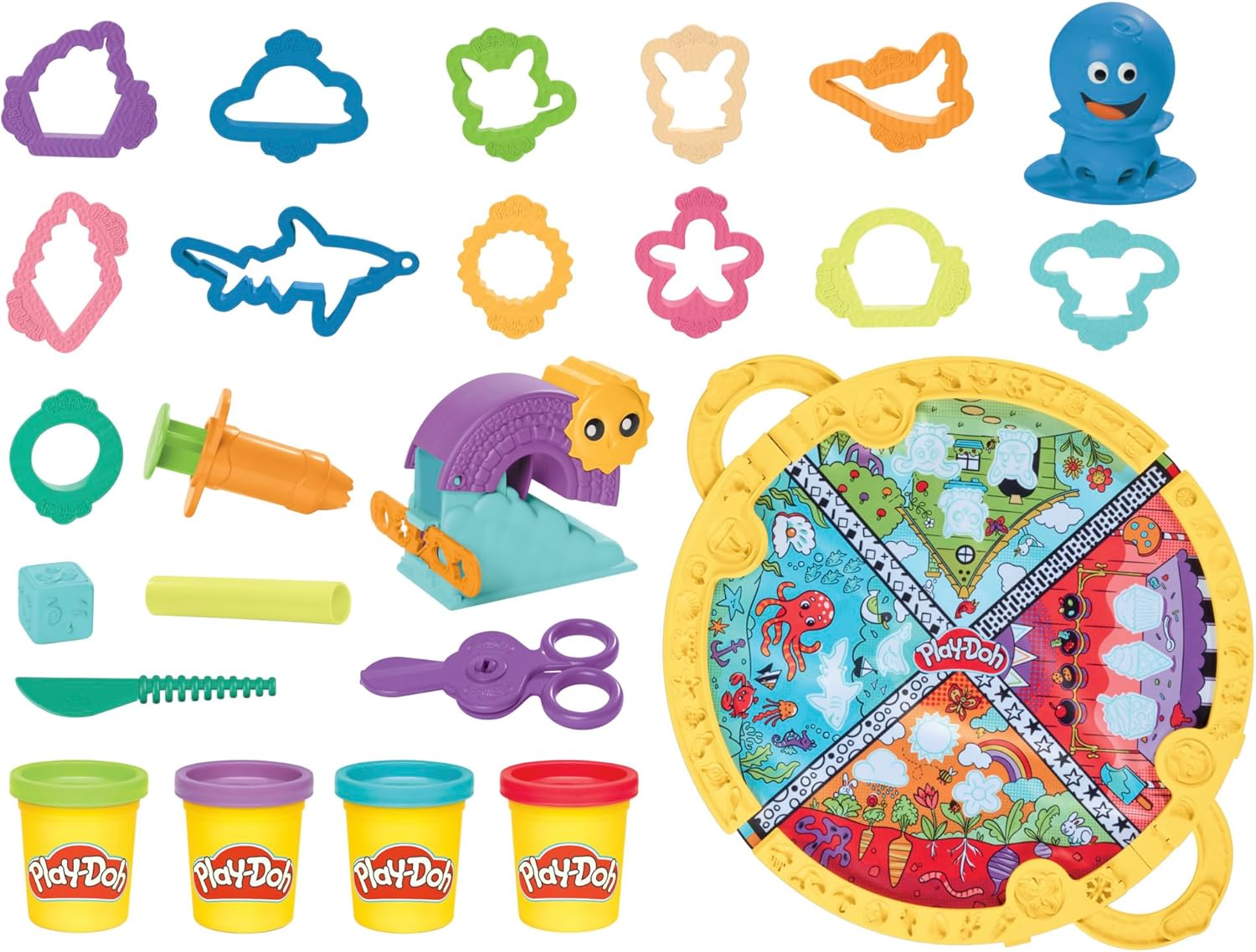 Play-Doh Fold & Go Spielmatten-Starterset Tragbares Kunst- und Bastelset für Kinder ab 3 Jahren