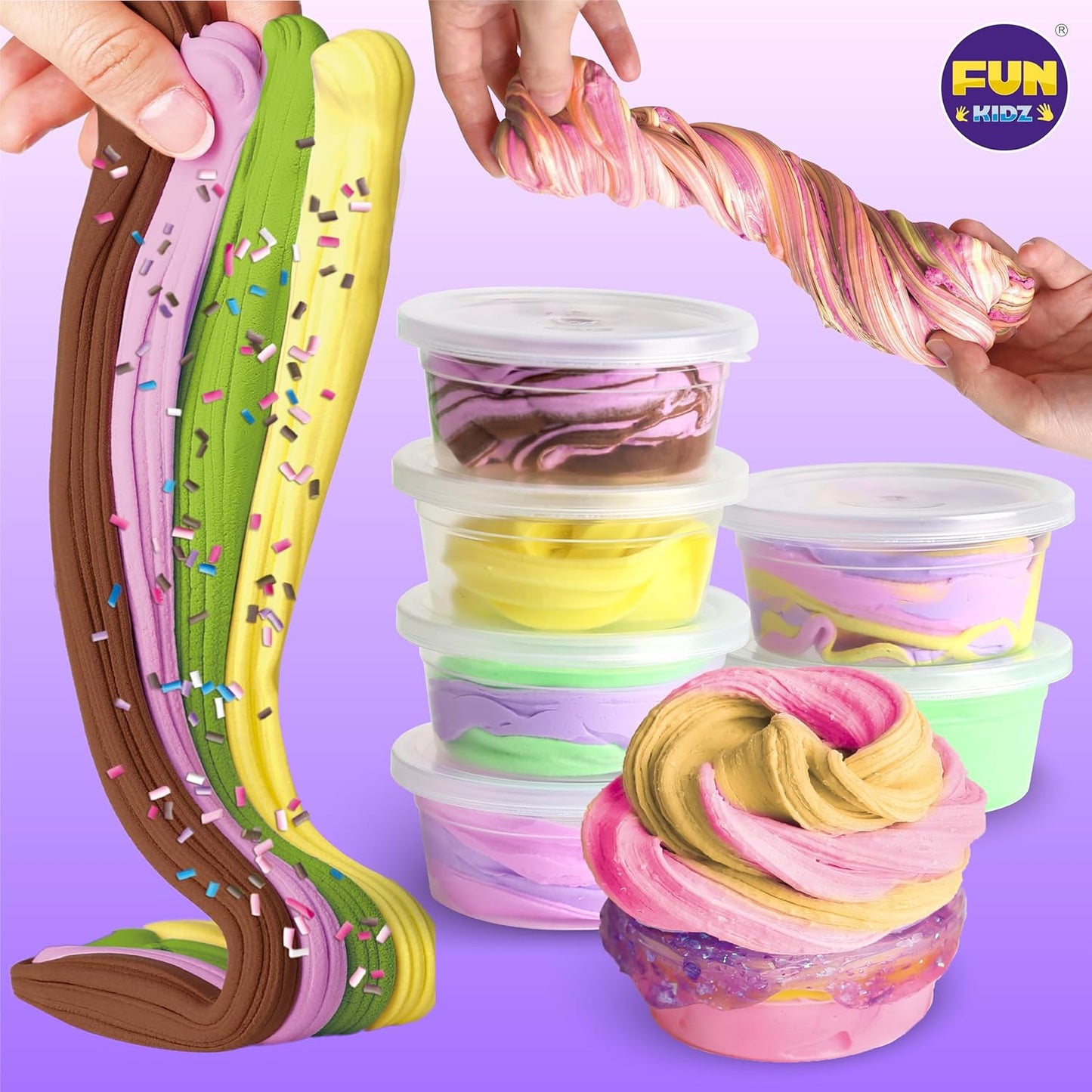 FunKidz Kit de Slime au Beurre de Crème Glacée DIY Ensemble de Slime Doux pour Filles de 8 à 12 Ans Plus de 100 Styles Combos Parfums Vanille, Orange et Chocolat Cadeau Idéal ou Activité de Fête