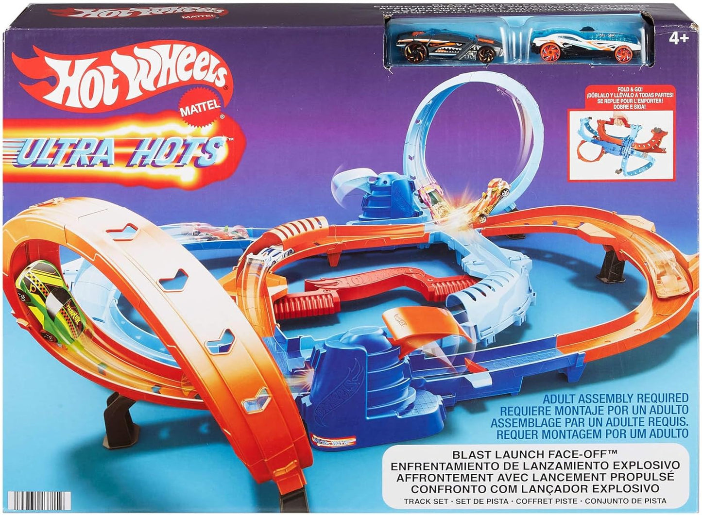 Hot Wheels Ultra Hots Rapid Competition Set di piste di partenza con 2 auto