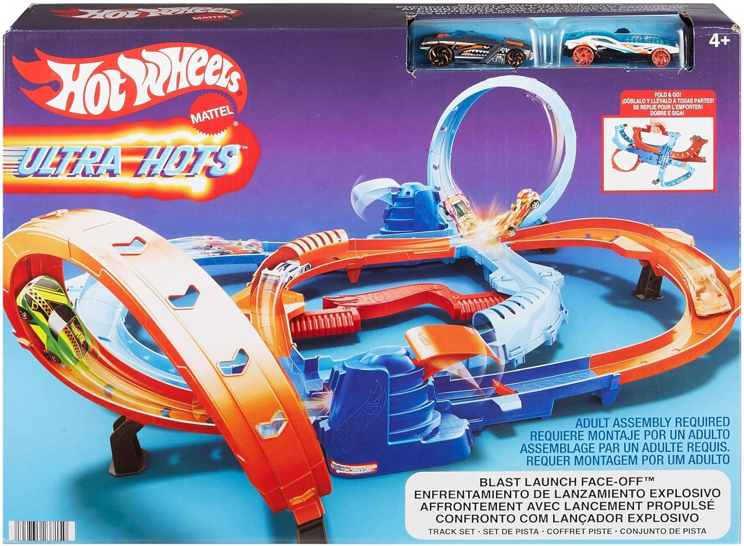 Hot Wheels Ultra Hots Rapid Competition Set di piste di partenza con 2 auto