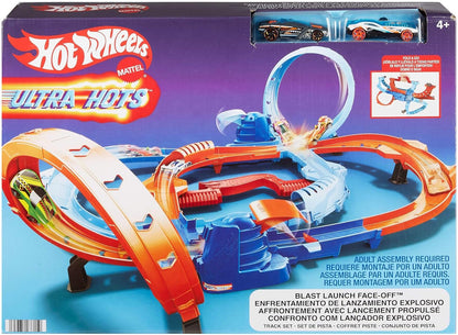 Hot Wheels Ultra Hots Rapid Competition Set di piste di partenza con 2 auto