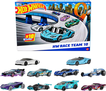Hot Wheels 10er-Pack Rennwagen mit lizenzierten Modellen und Originalen