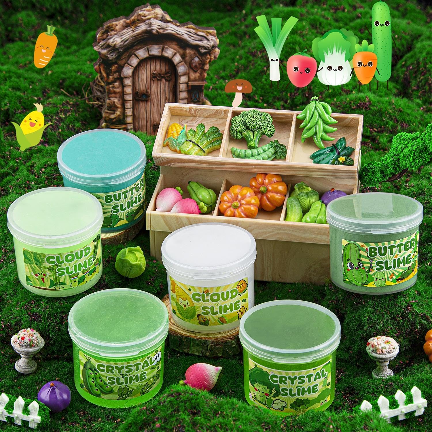 6er-Pack Schleim-Set mit Farbverlauf in Grün, Wolke, Butter und klarer Kristall, 360 ml, absolut sicher, nicht klebend, für Kinder von 4–12 Jahren