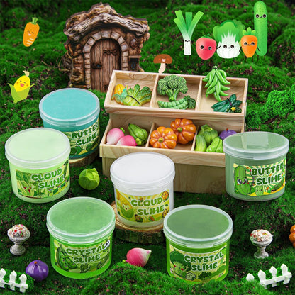 6er-Pack Schleim-Set mit Farbverlauf in Grün, Wolke, Butter und klarer Kristall, 360 ml, absolut sicher, nicht klebend, für Kinder von 4–12 Jahren