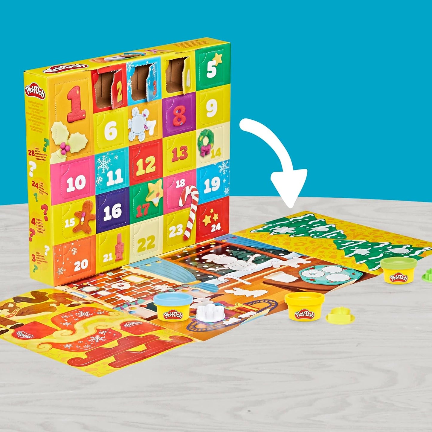 Play-Doh Feiertags-Adventskalender, 24-Tage-Countdown mit Überraschungsgeschenken ab 3 Jahren