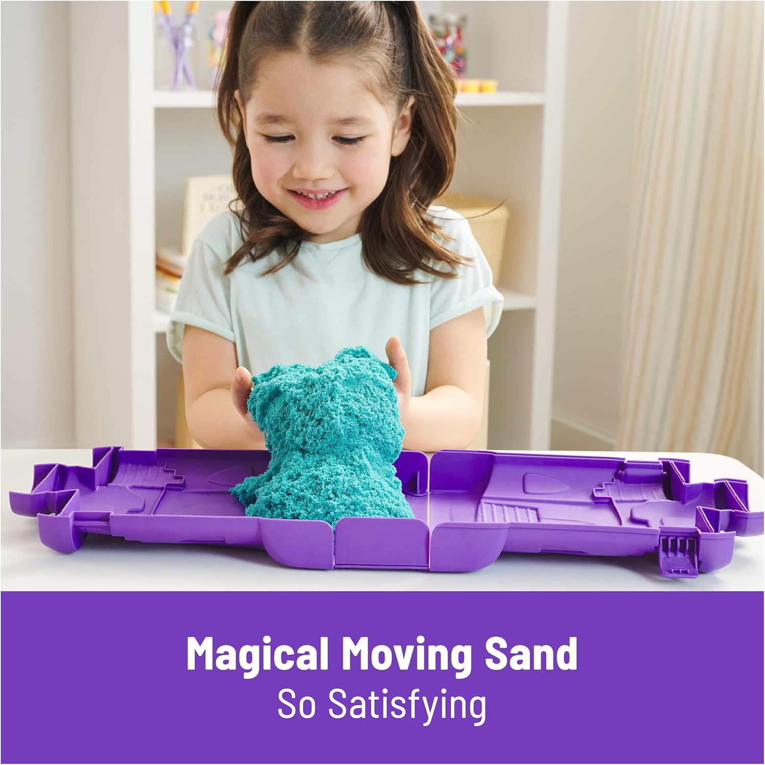 Kinetischer Sand, Schlosskasten 454 g mit blaugrünem Spielsand, Aufbewahrungsbehälter