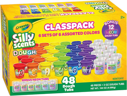 Crayola Silly Scents Spielknete, 48er-Pack, duftende und neonfarbene Modelliermasse für Kinder, ungiftiges Partygeschenk-Set für Kinder ab 3 Jahren