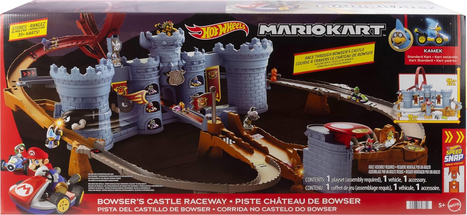 Hot Wheels Mario Kart Bowser’s Castle Track Set mit Kamek