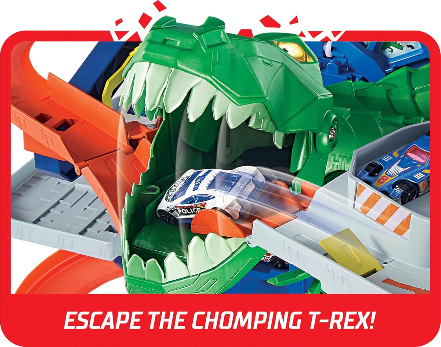 Hot Wheels City Ultimate Garage Track Set avec T-Rex et 2 voitures