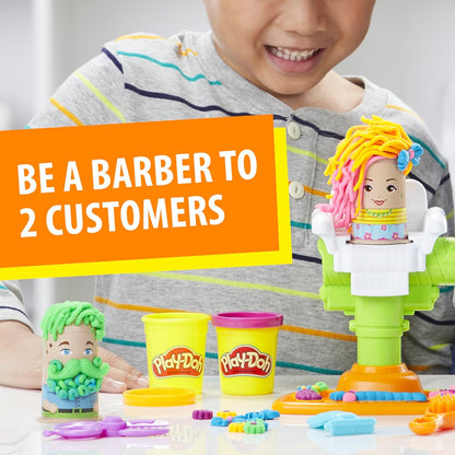 Play-Doh Buzz ’n Cut Fuzzy Pumper Barber Shop-Set, elektrischer Summer und 5 Farben, ab 3 Jahren