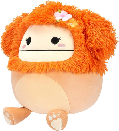Squishmallows Fuzz-A-Mallows Shasta Peach Bigfoot avec fleur tropicale