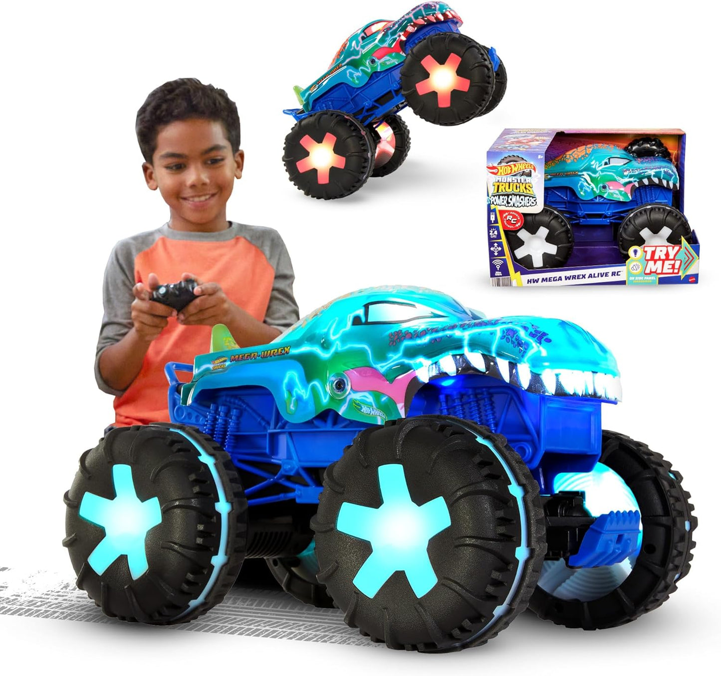 Hot Wheels Monster Trucks Mega-Wrex Alive RC-Fahrzeug mit Licht und Sound