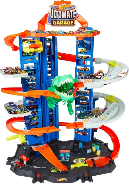 Hot Wheels City Ultimate Garage Track Set avec T-Rex et 2 voitures