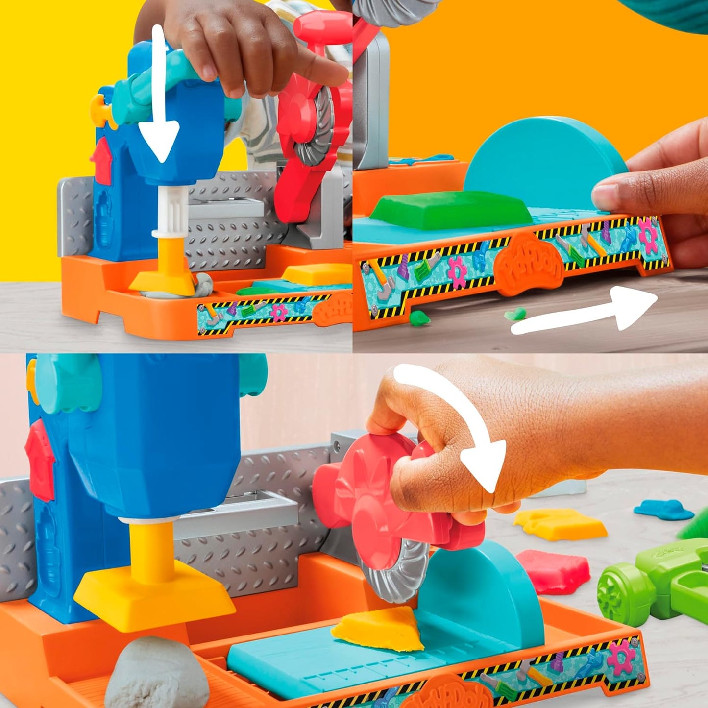 Play-Doh Stempel- und Sägewerkzeugbank, Spielset, Bauwerkstatt für Kinder ab 3 Jahren