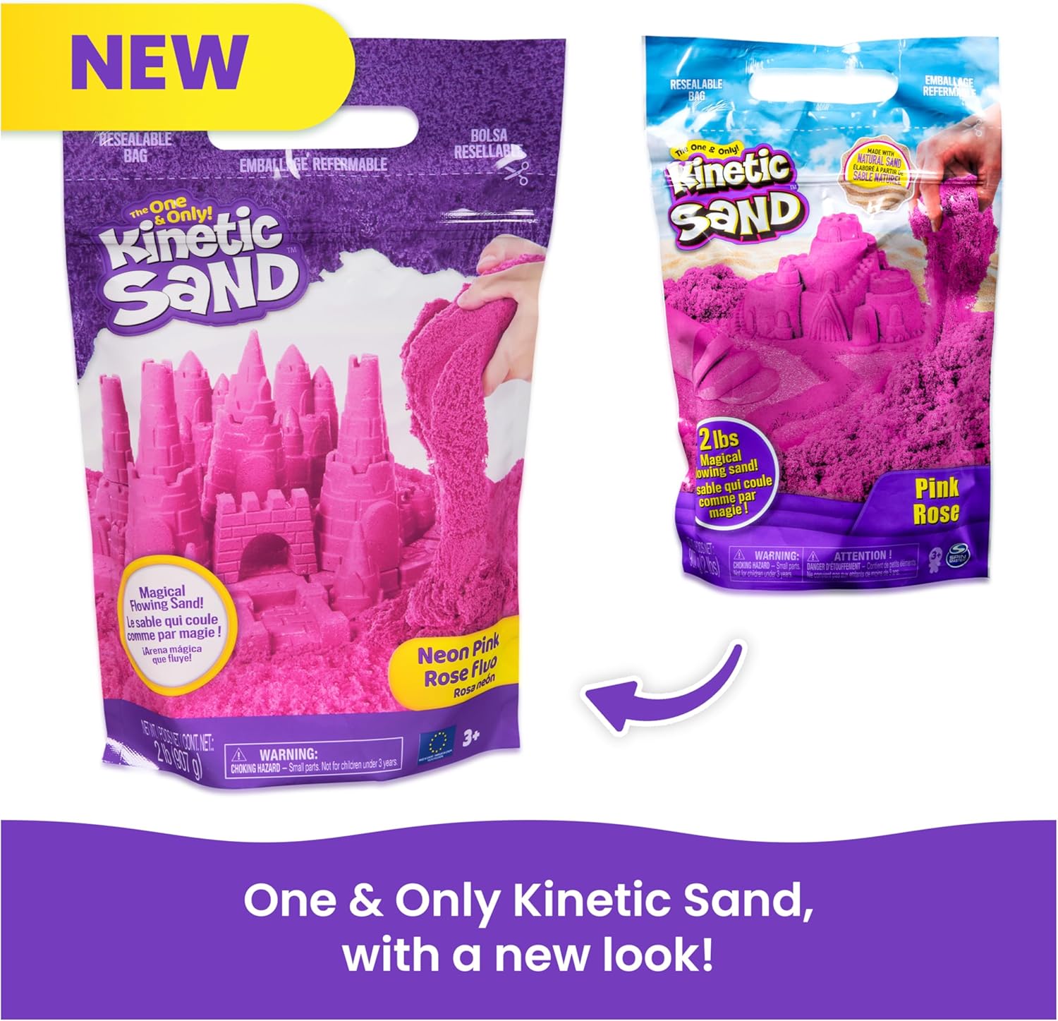 Kinetischer Sand, 907 g rosa Spielsand, wiederverschließbarer Beutel