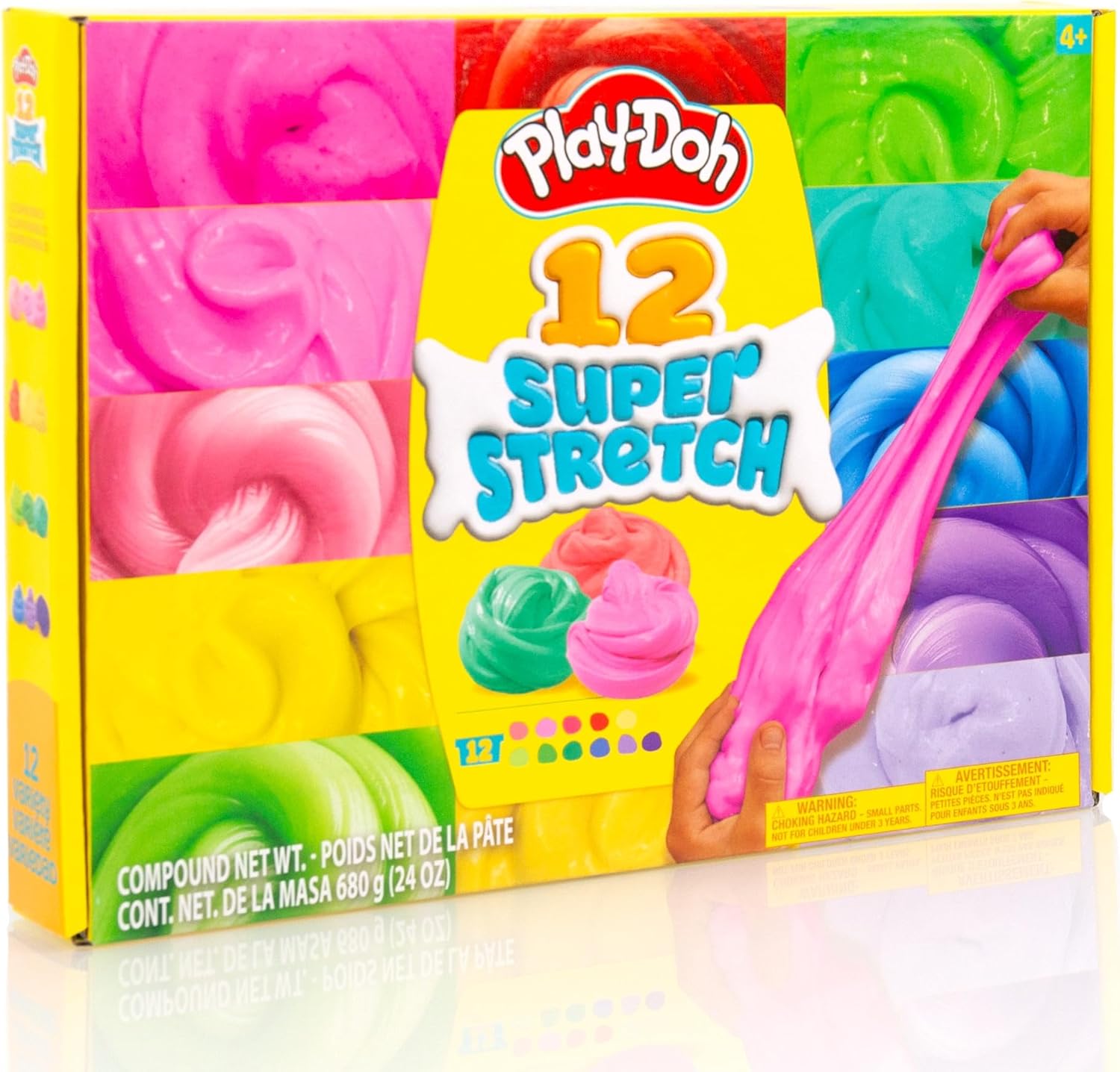 Play-Doh Super Stretch 12er-Pack Variety Kit mit 12 Farben sensorischem Compound-Set für Kinder im Alter von 8–12 Jahren