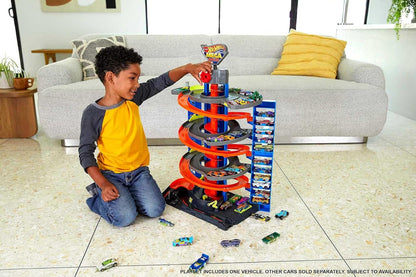 Hot Wheels City Mega Garage Spielset mit Korkenzieheraufzug und Auto
