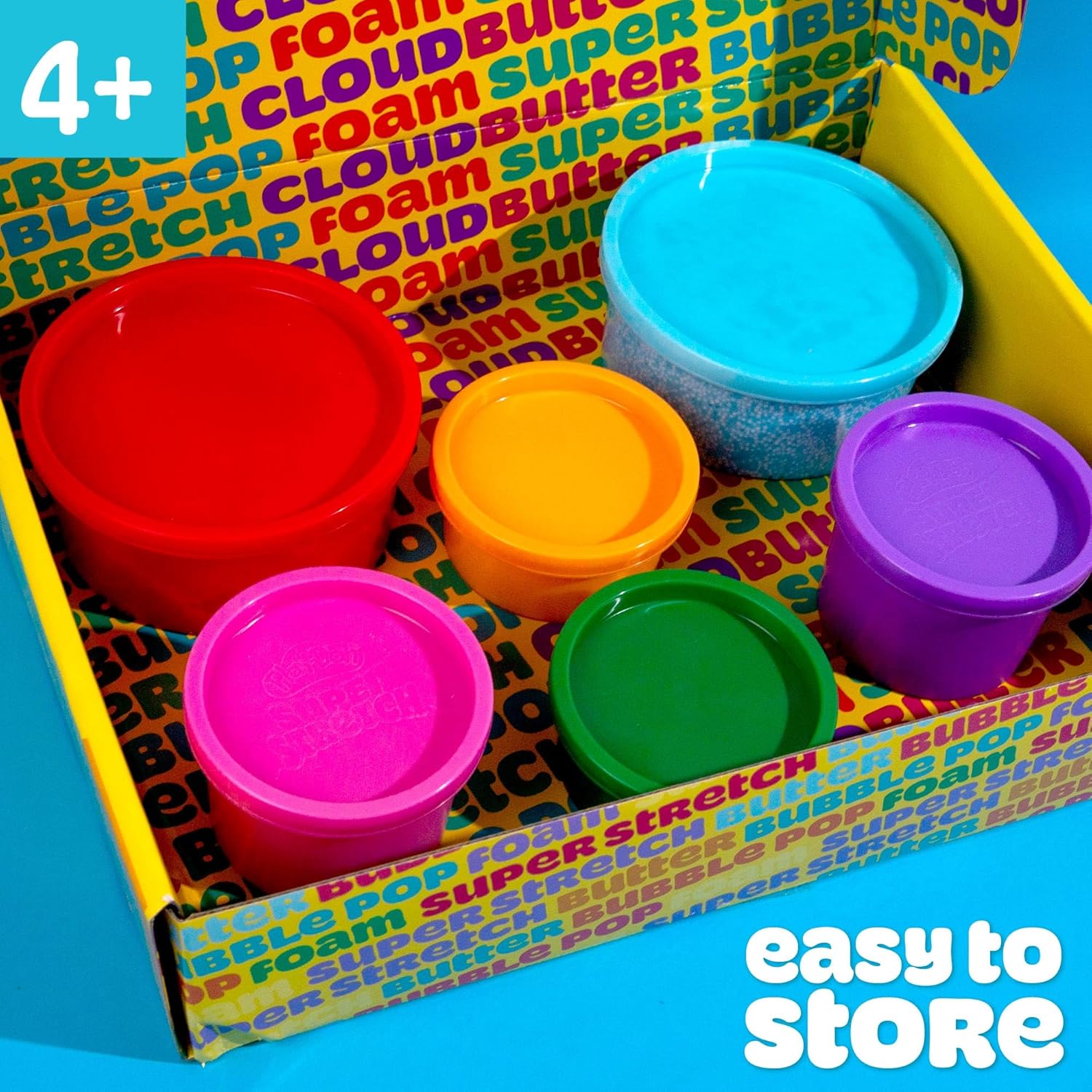 Play-Doh 6er-Pack mit Super-Stretch-, Schaum-, Butter- und Wolken-Sinnesspielzeugen für Kinder ab 3 Jahren