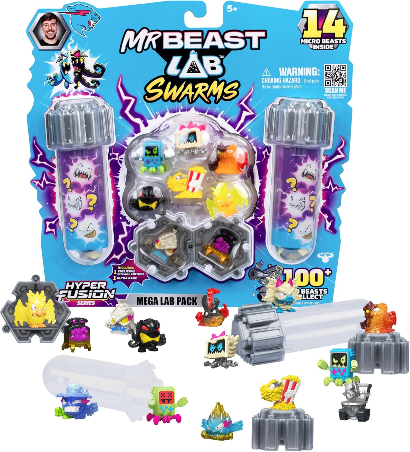 MrBeast Lab Swarms Serie 3 – Hyper Fusion Series 14er-Pack Milk Bones Edition Verschmelze, baue und entfessle das Chaos!