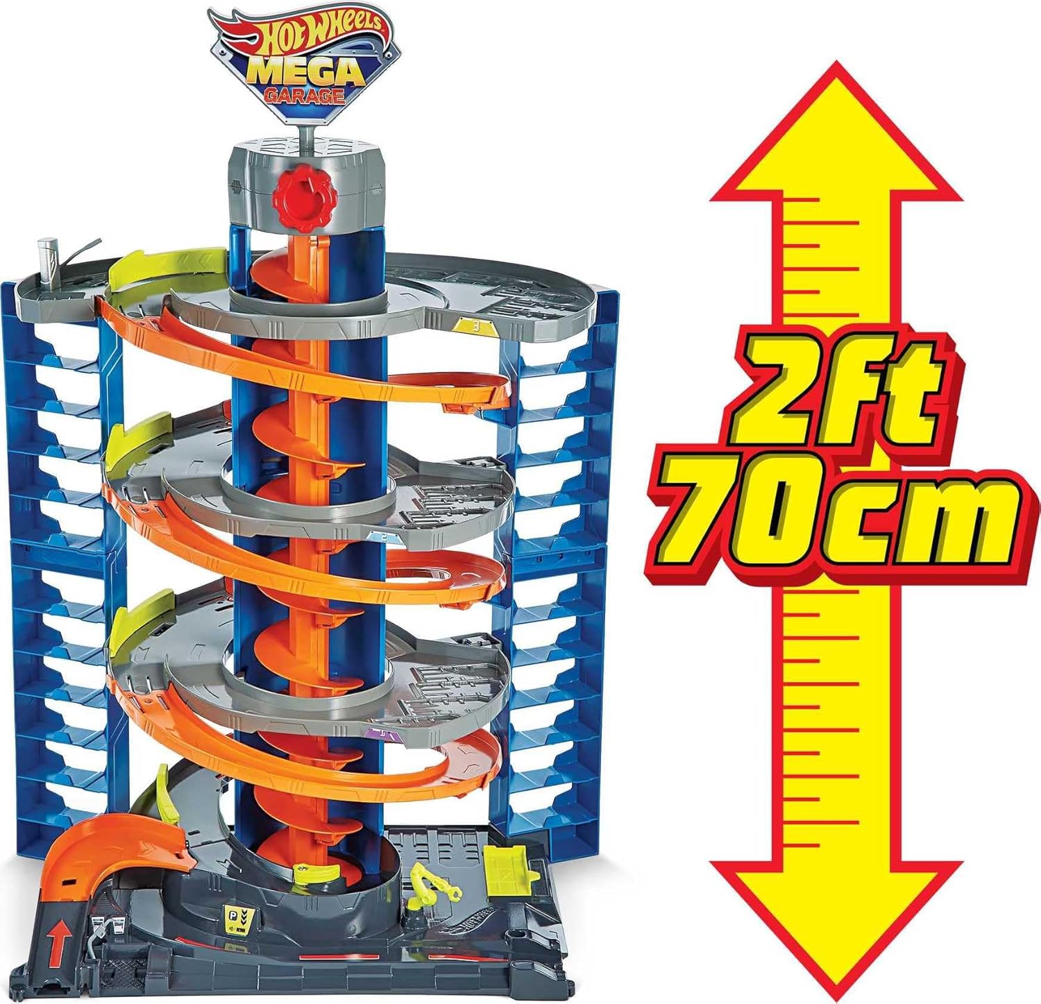 Hot Wheels City Mega Garage Spielset mit Korkenzieheraufzug und Auto
