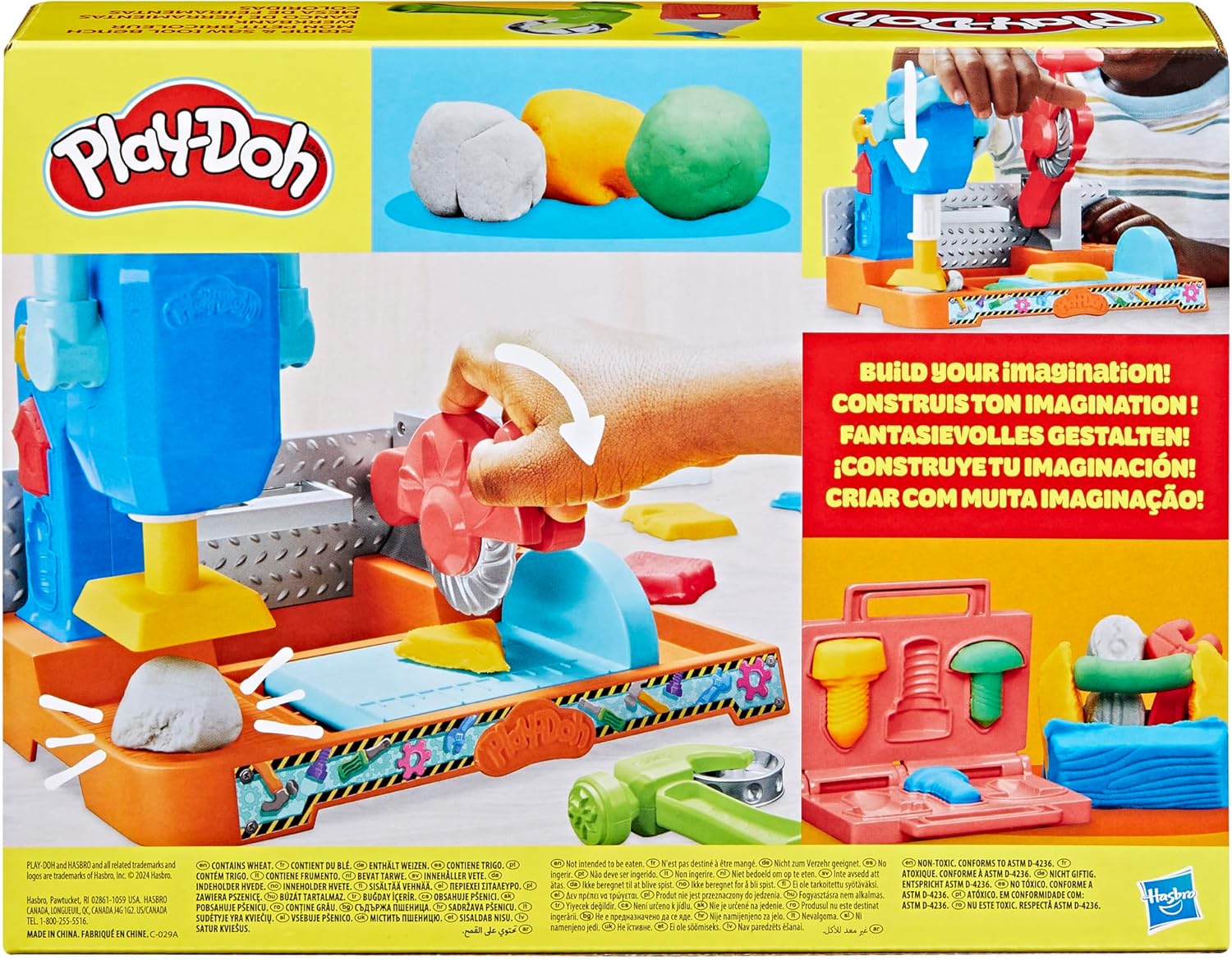 Play-Doh Stempel- und Sägewerkzeugbank, Spielset, Bauwerkstatt für Kinder ab 3 Jahren