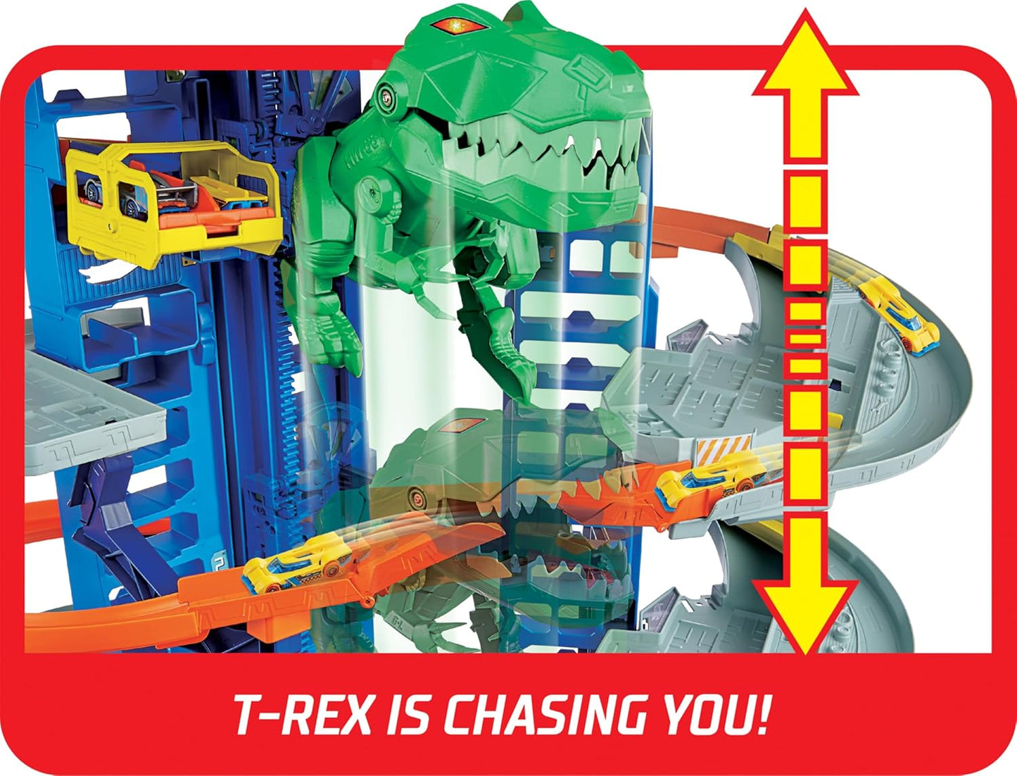 Hot Wheels City Ultimate Garage Track Set avec T-Rex et 2 voitures