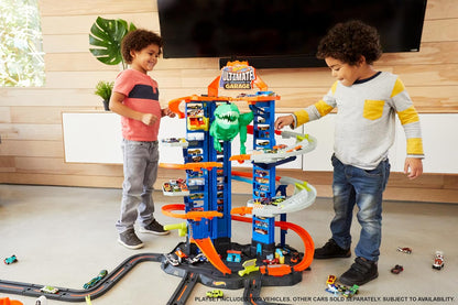 Hot Wheels City Ultimate Garage Track Set avec T-Rex et 2 voitures