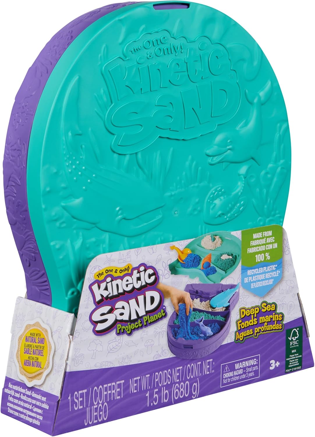 Kinetischer Sand, Project Planet Deep Sea mit 680 g Spielsand und Meereslebewesen-Werkzeugen