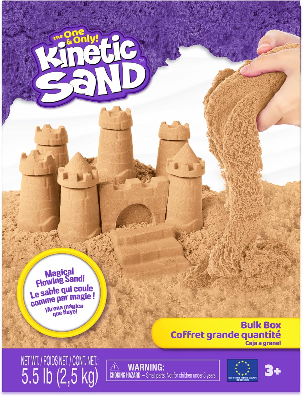 Kinetischer Sand, 2,5 kg naturbrauner Spielsand, wiederverschließbarer Beutel