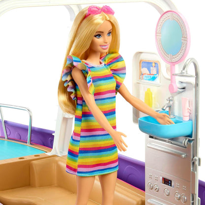 Barbie Dream Boat Spielset, 20+ Ozean-Zubehör, Pool, Rutsche und Delfin, ab 3 Jahren
